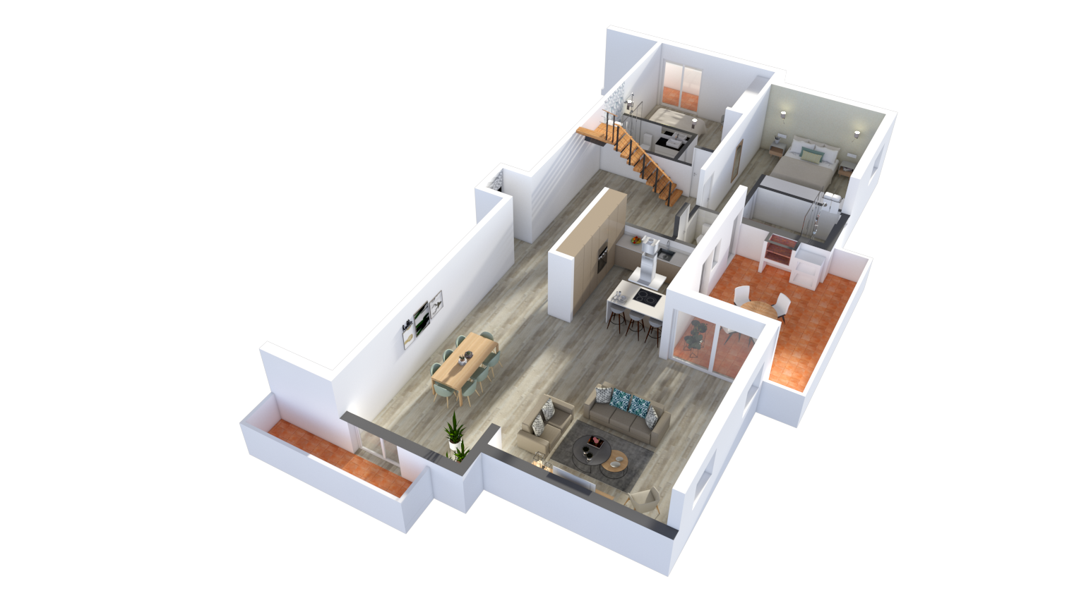 Apartamentos Vila Branca T3 Triplex Planta 3D A